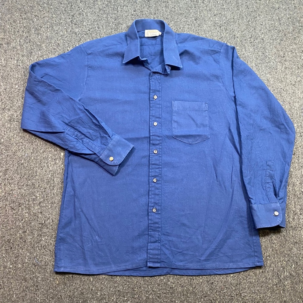 Viyella Leine Button Down Sz L Mens Blue Wool Blend Scottish Heritage Shirt